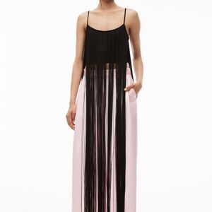 Cami tank top with fringe neck trim